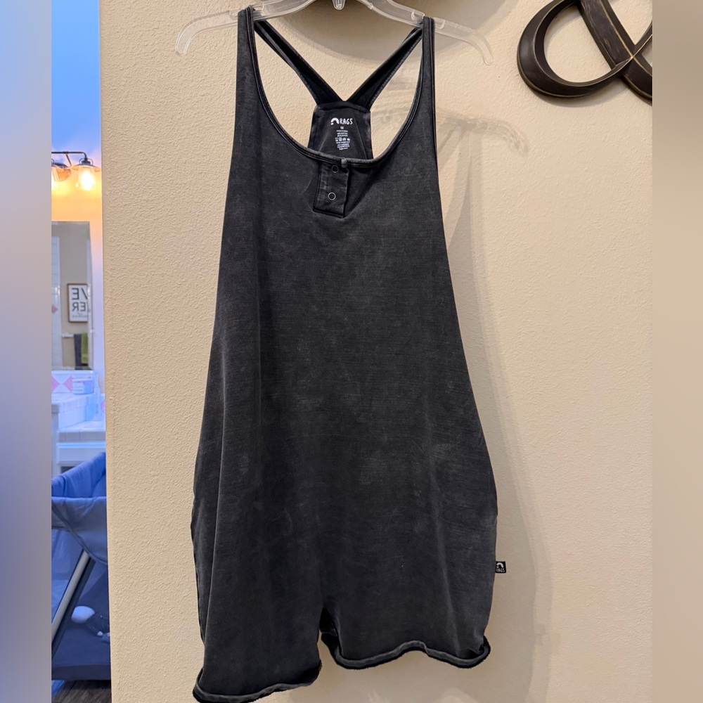 Rags to Raches Black Washed Romper Jumpsuit